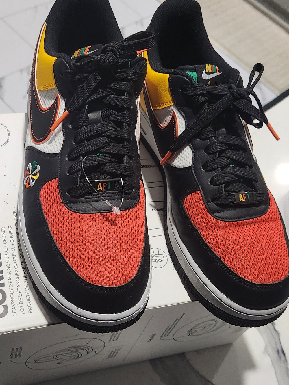 Nike AF1 Men’s Low-Top Sneakers — Black, Red & Yellow